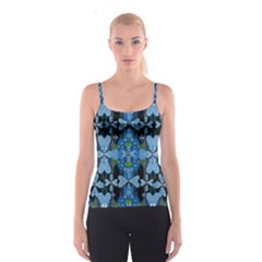 Rare Excotic Blue Flowers In The Forest Of Calm And Peace Spaghetti Strap Top by pepitasart