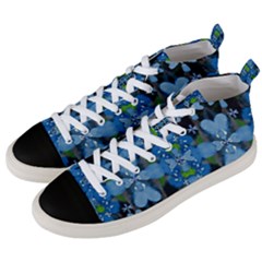 Rare Excotic Blue Flowers In The Forest Of Calm And Peace Men s Mid-top Canvas Sneakers by pepitasart