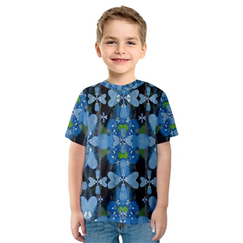 Rare Excotic Blue Flowers In The Forest Of Calm And Peace Kids  Sport Mesh Tee by pepitasart