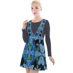 Rare Excotic Blue Flowers In The Forest Of Calm And Peace Plunge Pinafore Velour Dress