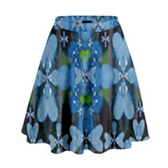 Rare Excotic Blue Flowers In The Forest Of Calm And Peace High Waist Skirt