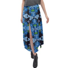 Rare Excotic Blue Flowers In The Forest Of Calm And Peace Velour Split Maxi Skirt by pepitasart