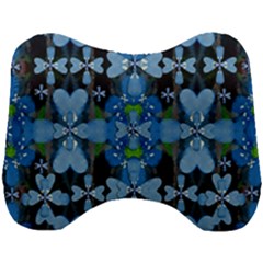 Rare Excotic Blue Flowers In The Forest Of Calm And Peace Head Support Cushion by pepitasart