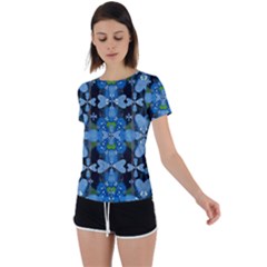 Rare Excotic Blue Flowers In The Forest Of Calm And Peace Back Circle Cutout Sports Tee by pepitasart