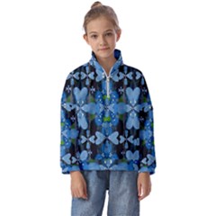 Rare Excotic Blue Flowers In The Forest Of Calm And Peace Kids  Half Zip Hoodie by pepitasart