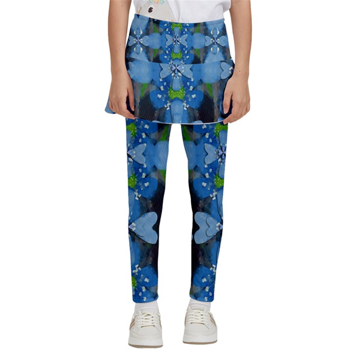 Rare Excotic Blue Flowers In The Forest Of Calm And Peace Kids  Skirted Pants