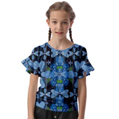 Rare Excotic Blue Flowers In The Forest Of Calm And Peace Kids  Cut Out Flutter Sleeves by pepitasart