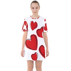 Scribbled Love Sixties Short Sleeve Mini Dress