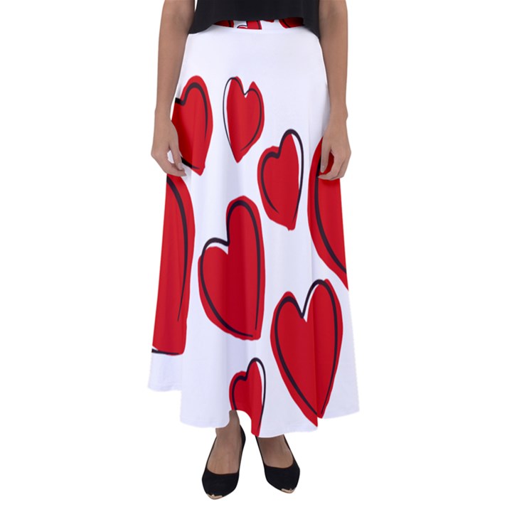 Scribbled Love Flared Maxi Skirt