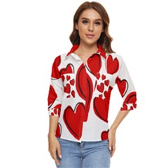 Scribbled Love Women s Quarter Sleeve Pocket Shirt