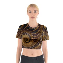 Shell Fractal In Brown Cotton Crop Top