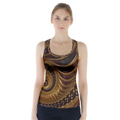 Shell Fractal In Brown Racer Back Sports Top by SomethingForEveryone