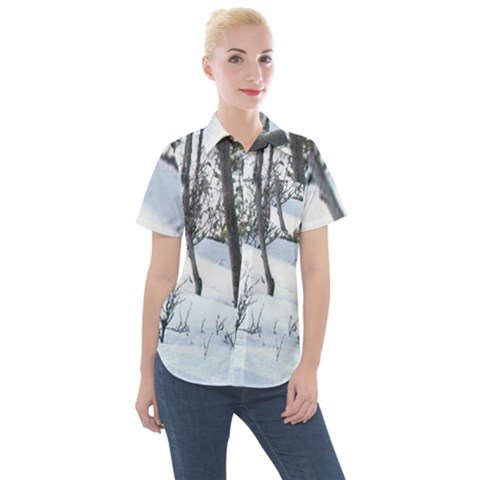 Winter Forest Women s Short Sleeve Pocket Shirt by SomethingForEveryone