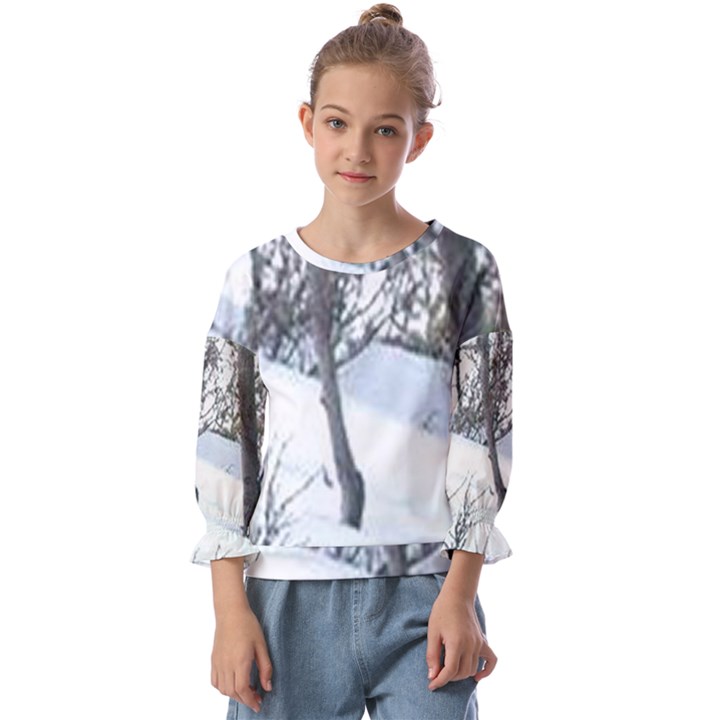 winter forest Kids  Cuff Sleeve Top