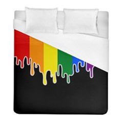 Gay Pride Flag Rainbow Drip On Black Blank Black For Designs Duvet Cover (full/ Double Size) by VernenInk