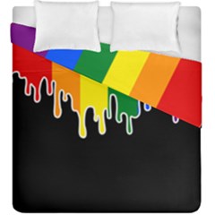 Gay Pride Flag Rainbow Drip On Black Blank Black For Designs Duvet Cover Double Side (king Size) by VernenInk