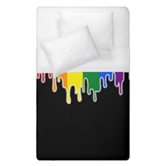 Gay Pride Flag Rainbow Drip On Black Blank Black For Designs Duvet Cover (single Size) by VernenInk