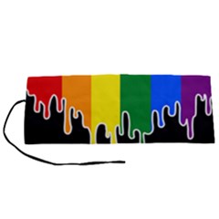 Gay Pride Flag Rainbow Drip On Black Blank Black For Designs Roll Up Canvas Pencil Holder (s) by VernenInk