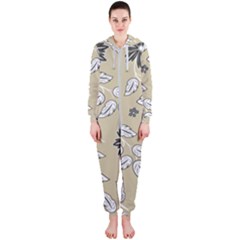 Folk Flowers Print Floral Pattern Ethnic Art Hooded Jumpsuit (ladies)  by Eskimos