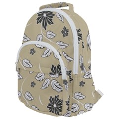 Folk Flowers Print Floral Pattern Ethnic Art Rounded Multi Pocket Backpack by Eskimos