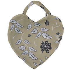 Folk Flowers Print Floral Pattern Ethnic Art Giant Heart Shaped Tote by Eskimos