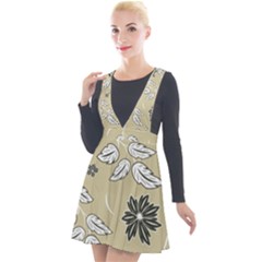 Folk Flowers Print Floral Pattern Ethnic Art Plunge Pinafore Velour Dress by Eskimos