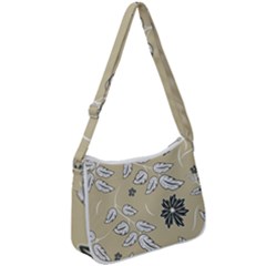 Folk Flowers Print Floral Pattern Ethnic Art Zip Up Shoulder Bag by Eskimos