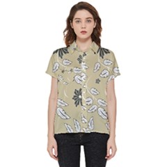 Folk Flowers Print Floral Pattern Ethnic Art Short Sleeve Pocket Shirt by Eskimos