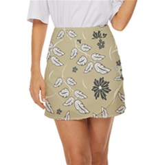 Folk Flowers Print Floral Pattern Ethnic Art Mini Front Wrap Skirt