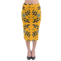 Floral Folk Damask Pattern Fantasy Flowers Floral Geometric Fantasy Midi Pencil Skirt by Eskimos