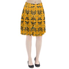 Floral Folk Damask Pattern Fantasy Flowers Floral Geometric Fantasy Pleated Skirt by Eskimos