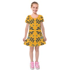 Floral Folk Damask Pattern Fantasy Flowers Floral Geometric Fantasy Kids  Short Sleeve Velvet Dress by Eskimos