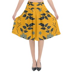 Floral Folk Damask Pattern Fantasy Flowers Floral Geometric Fantasy Flared Midi Skirt by Eskimos