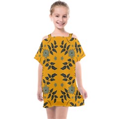 Floral Folk Damask Pattern Fantasy Flowers Floral Geometric Fantasy Kids  One Piece Chiffon Dress by Eskimos