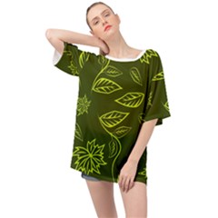 Folk Flowers Print Floral Pattern Ethnic Art Oversized Chiffon Top by Eskimos