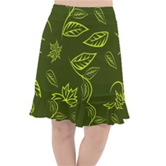 Folk Flowers Print Floral Pattern Ethnic Art Fishtail Chiffon Skirt by Eskimos