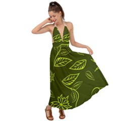 Folk Flowers Print Floral Pattern Ethnic Art Backless Maxi Beach Dress by Eskimos