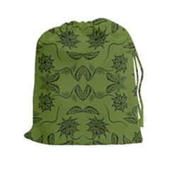 Floral Folk Damask Pattern Fantasy Flowers Floral Geometric Fantasy Drawstring Pouch (2xl) by Eskimos