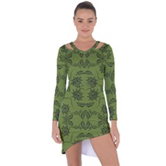 Floral Folk Damask Pattern Fantasy Flowers Floral Geometric Fantasy Asymmetric Cut-out Shift Dress by Eskimos