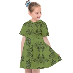 Floral Folk Damask Pattern Fantasy Flowers Floral Geometric Fantasy Kids  Sailor Dress by Eskimos