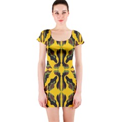 Abstract Pattern Geometric Backgrounds  Abstract Geometric Design    Short Sleeve Bodycon Dress by Eskimos