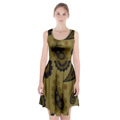 Floral Pattern Paisley Style Paisley Print  Doodle Background Racerback Midi Dress by Eskimos