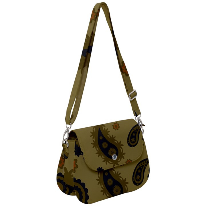 Floral pattern paisley style Paisley print. Doodle background Saddle Handbag