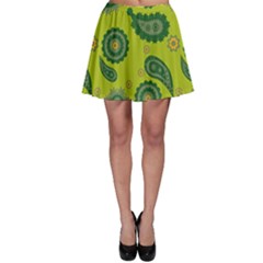 Floral Pattern Paisley Style Paisley Print  Doodle Background Skater Skirt