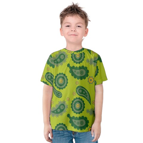 Floral Pattern Paisley Style Paisley Print  Doodle Background Kids  Cotton Tee by Eskimos