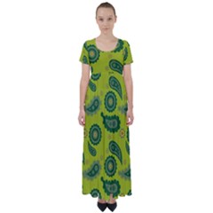 Floral pattern paisley style Paisley print. Doodle background High Waist Short Sleeve Maxi Dress