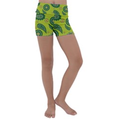 Floral pattern paisley style Paisley print. Doodle background Kids  Lightweight Velour Yoga Shorts