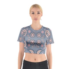 Floral Folk Damask Pattern Fantasy Flowers Floral Geometric Fantasy Cotton Crop Top by Eskimos