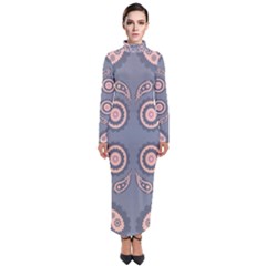 Floral Folk Damask Pattern Fantasy Flowers Floral Geometric Fantasy Turtleneck Maxi Dress by Eskimos