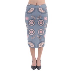 Floral Folk Damask Pattern Fantasy Flowers Floral Geometric Fantasy Midi Pencil Skirt by Eskimos